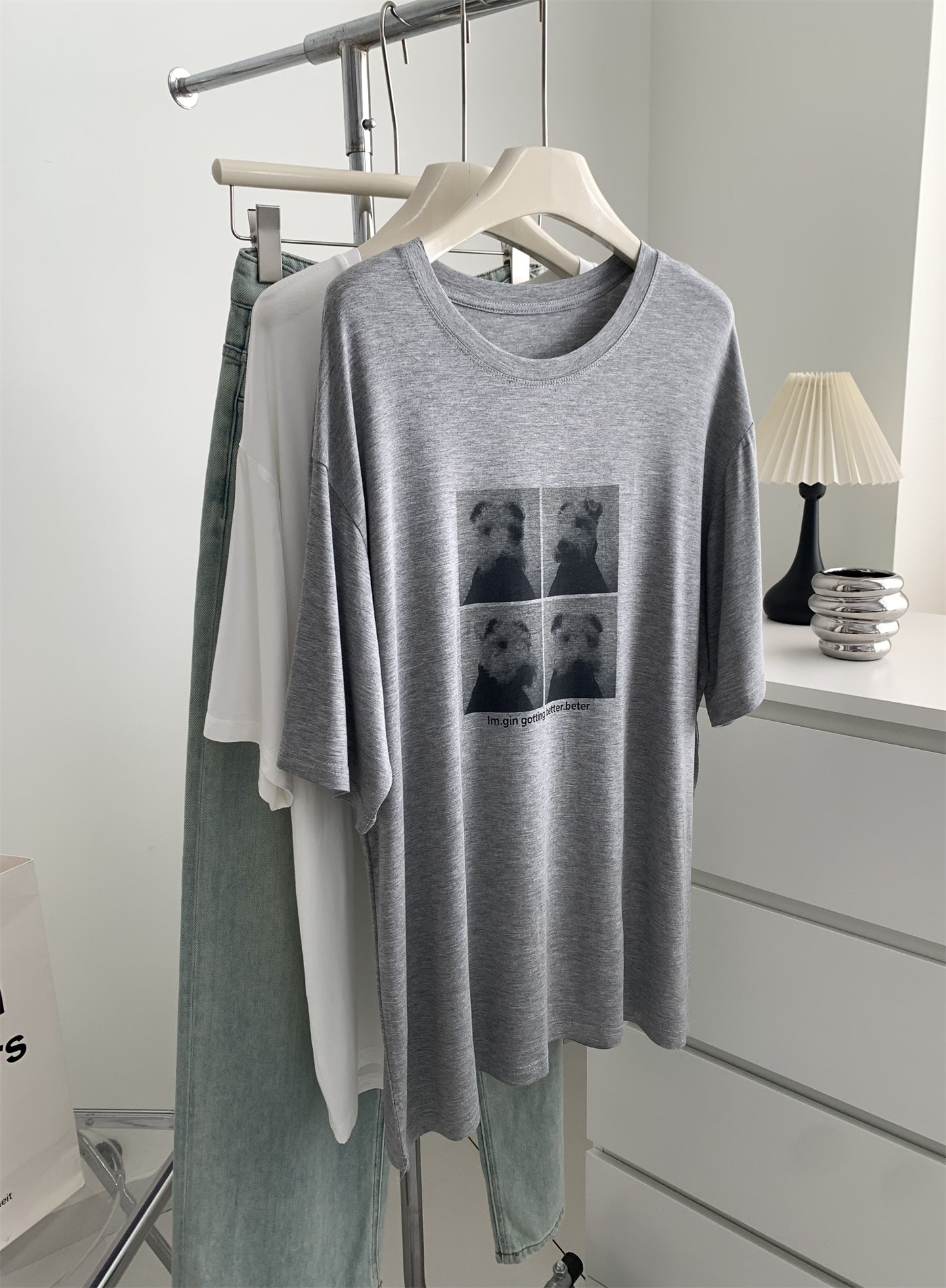 Vapetix Unisex size, 90-150 lbs-Unisex size, 90-150 lbs Summer Relaxation Loose Model Modal Print T-shirt for Women, Soft and Light, Lazy Round Neck Short – Bild 6