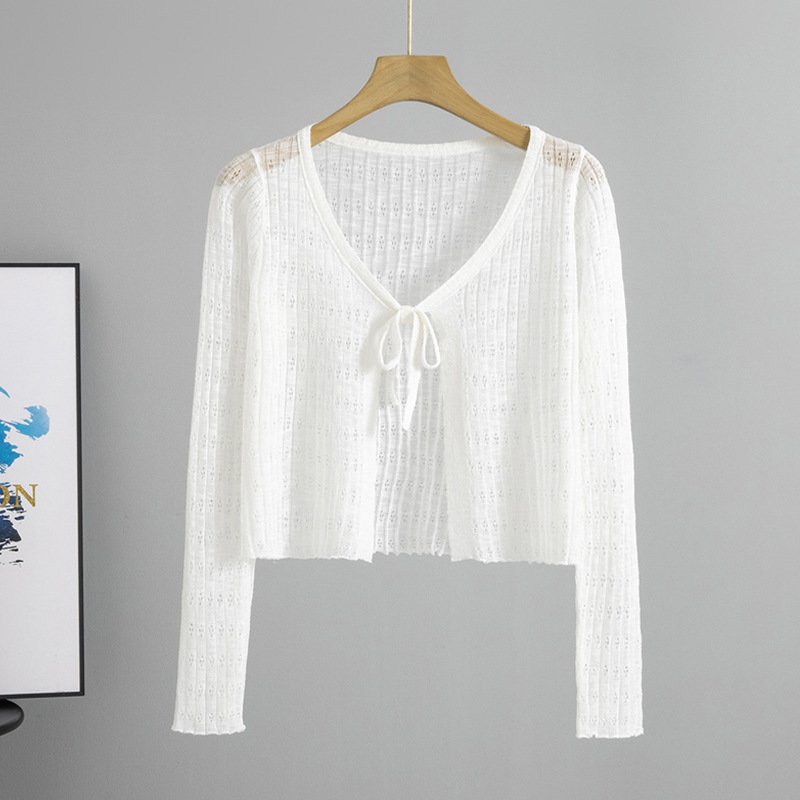 Vapetix Free Size-Free Size Cross-border Korean style lace thin sun protection knitted sweater women's summer 2025 new fashion – Bild 5