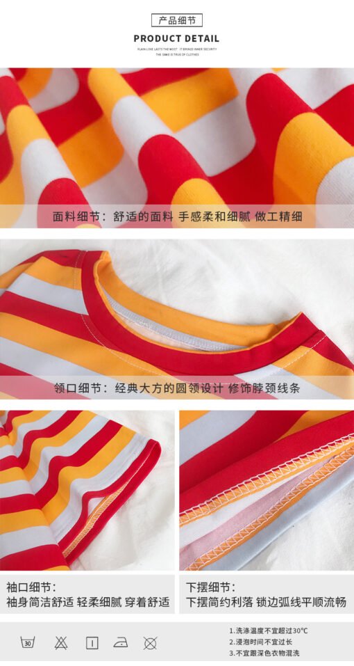 Vapetix M-3XL  Summer Loose and Simple Striped Short-Sleeve T-Shirt for Women, Japanese and Korean Style Casual Ne – Bild 5