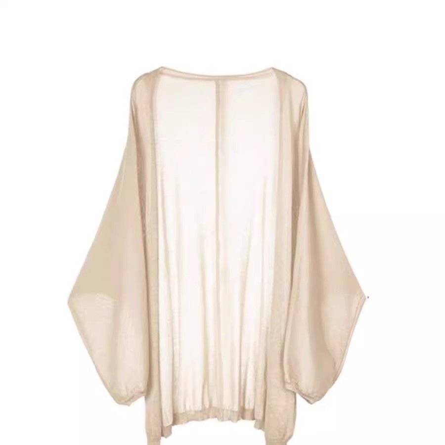 Vapetix S 60-90-5XL 160-170 Summer long-sleeve milk silk open sweater for plus-size women, thin outerwear shawl, matches trendy – Bild 8