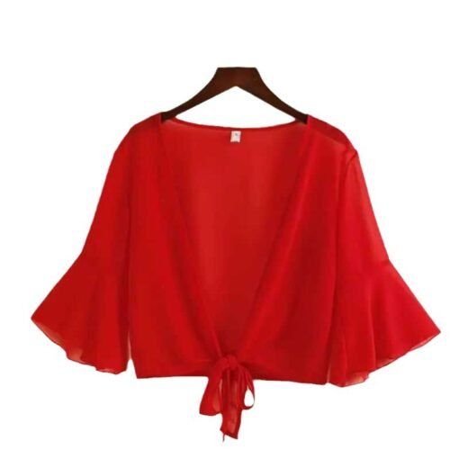 Vapetix M (85-115 lbs use)-XL (for weights 115-145 lbs)  5/2023 Ladies' Short Sleeve Bell-Sleeve Open Cardigan Thin Short Jacket Sun Protection Top Outerwea – Bild 8