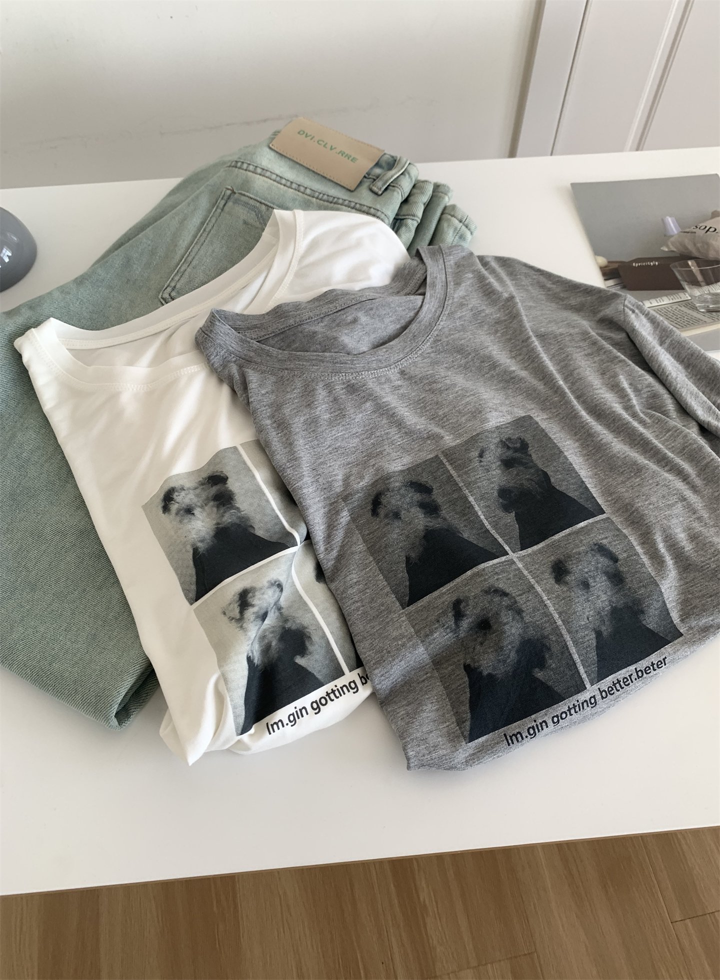 Vapetix Unisex size, 90-150 lbs-Unisex size, 90-150 lbs Summer Relaxation Loose Model Modal Print T-shirt for Women, Soft and Light, Lazy Round Neck Short – Bild 8