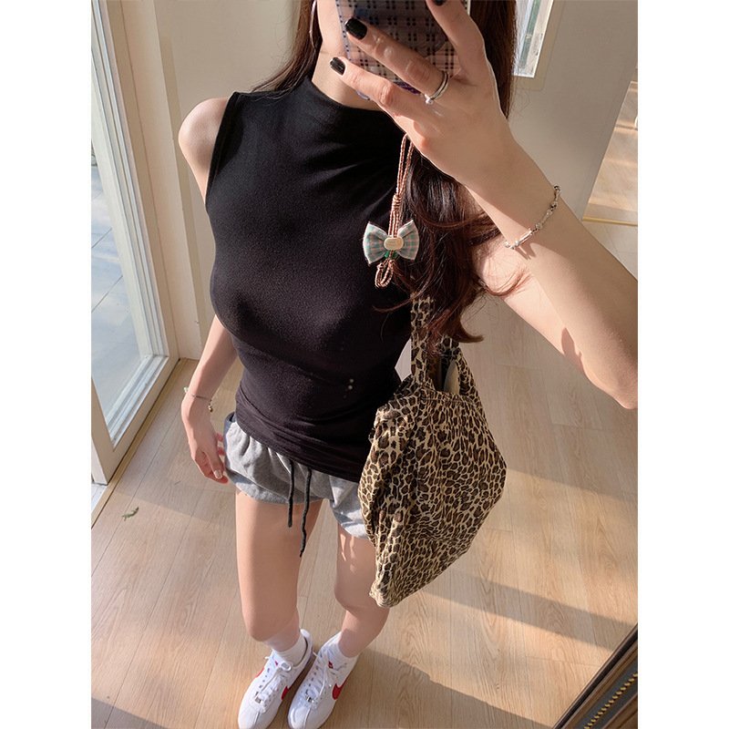 Vapetix S-XL American Style Spice Girl Grey Half-high Collar Sleeveless Vest Women's Summer High-end Sense Chic – Bild 9