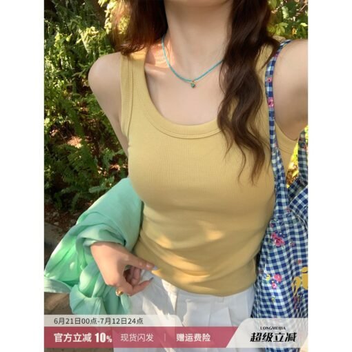 Vapetix ●●S-●●L  Yellow I-beam strap vest ladies' outerwear summer new beautiful no bra pad bottoming inner layer to – Bild 8