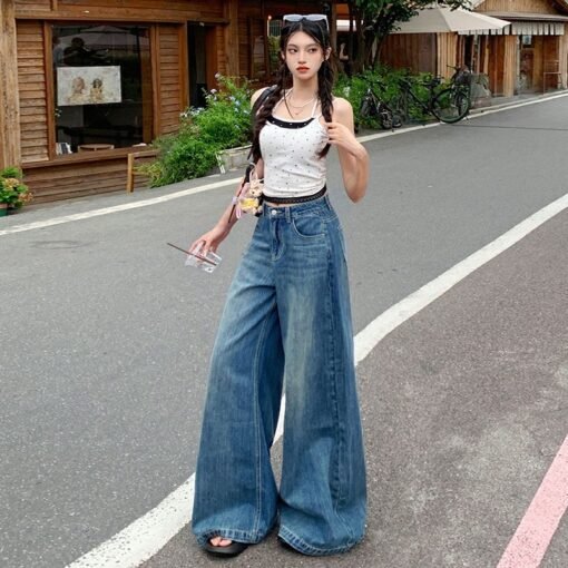 Vapetix XS-XL  Photographed American-style dropped pants, retro high-street design, high-waisted wide-leg, loose n – Bild 5