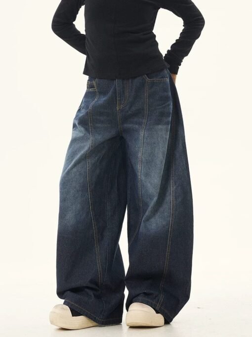 Vapetix S-XL  2025 New Summer Bending Knife Denim Retro Design 3D Women's Loose Floor-Length Wide Leg Scythe Pant – Bild 6