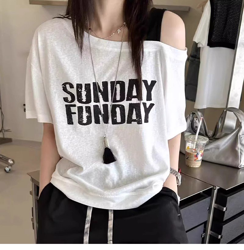 Vapetix S-XL Official image, original quality Korean-style letter print crew neck short-sleeved T-shirt, lazy st – Bild 4