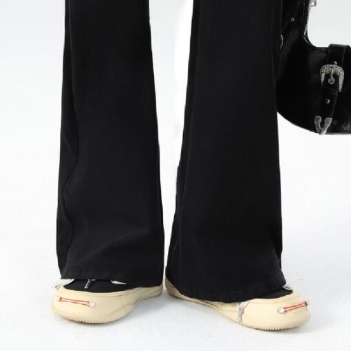 Vapetix XS-XL  High-quality black non-tight leg elastic bell-bottom jeans for women – Bild 9