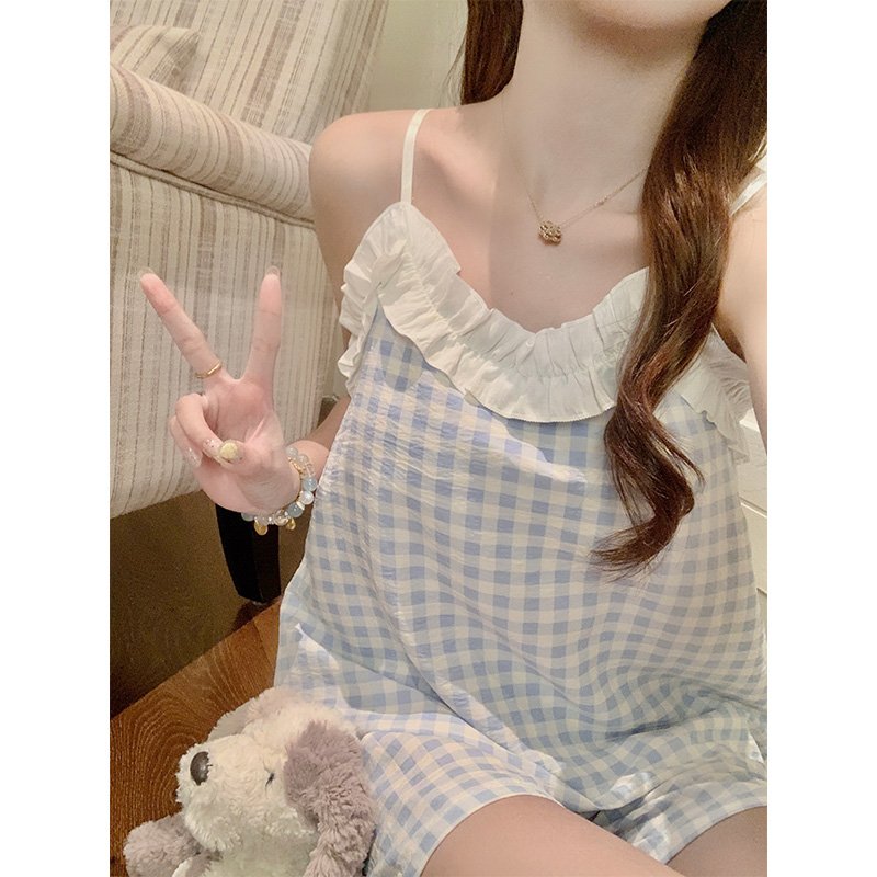 Vapetix M-XXL 【Noinlan】A25020 Cloud Cotton Fixed Bra Padded Summer Strap Nightgown Women Lace Sweet Homecoming Se – Bild 3