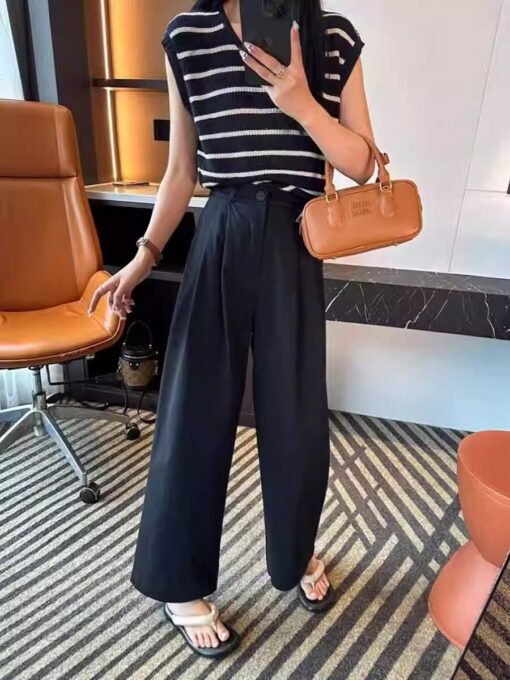 Vapetix S-XL  Women's Summer Petite Loose Straight Leg Wide-leg Pants with High Waist, Washed Cotton, Relaxed Dra – Bild 7