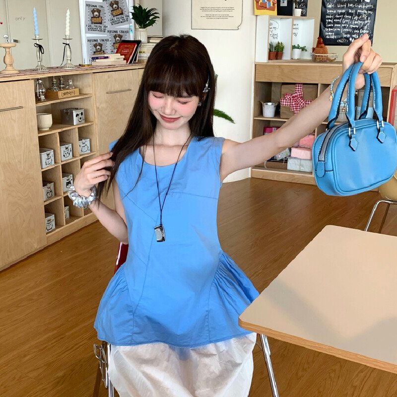 Vapetix S-L Actual shot #Yellow French-style petite bourgeoisie backless top for women, summer 2025 new Korean- – Bild 3