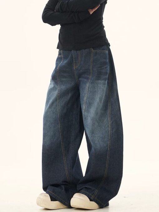 Vapetix S-XL  2025 New Summer Bending Knife Denim Retro Design 3D Women's Loose Floor-Length Wide Leg Scythe Pant – Bild 7