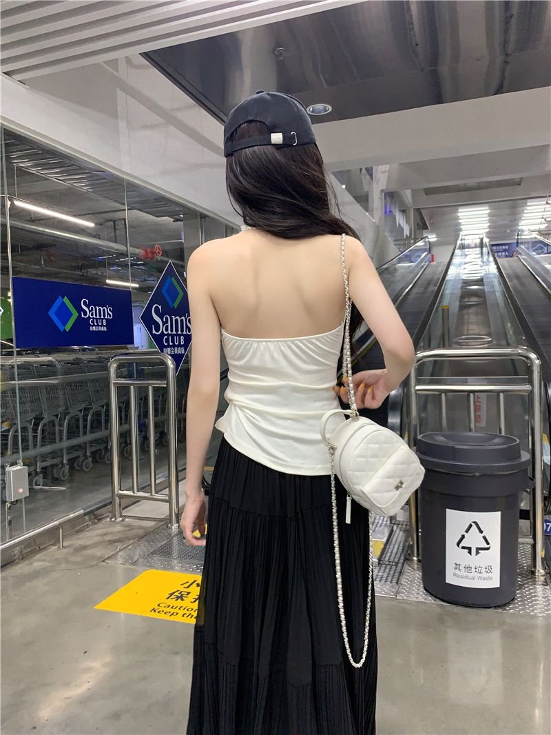 Vapetix Free Size-Free Size Shot Design Pure Color Sexy Flower Splicing V-Neck Backless Top for Women Summer Slimming Matchable – Bild 8