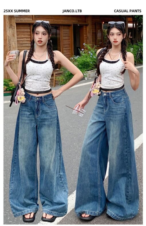 Vapetix XS-XL  Photographed American-style dropped pants, retro high-street design, high-waisted wide-leg, loose n – Bild 6