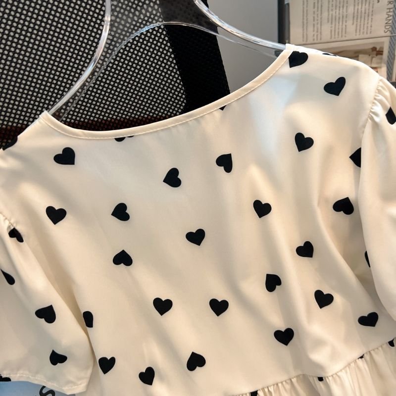 Vapetix Free Size-Free Size Stylish and Versatile Heart Short-Sleeve Shirts for Women - 2025 Summer New Arrival, French Subtle – Bild 8