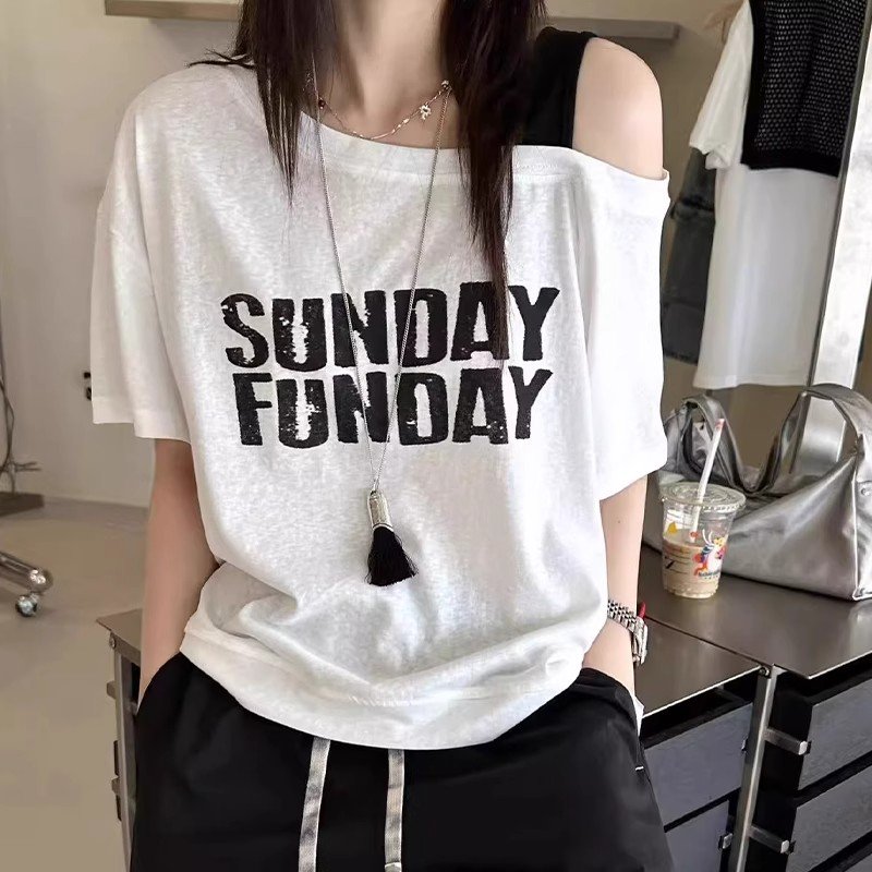 Vapetix S-XL Official image, original quality Korean-style letter print crew neck short-sleeved T-shirt, lazy st – Bild 5