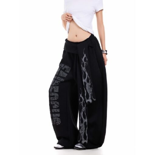 Vapetix S-2XL  South Korean chic American-style street relaxed women's design sense with floating ribbons black wi – Bild 8