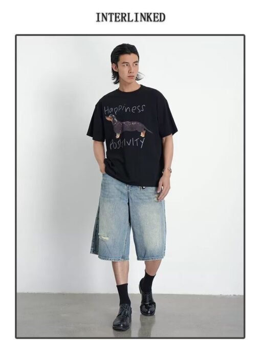 Vapetix S-2XL  High-waisted summer new holey straight-leg pants, ragged shorts, wide-leg pants, loose women's slim – Bild 9