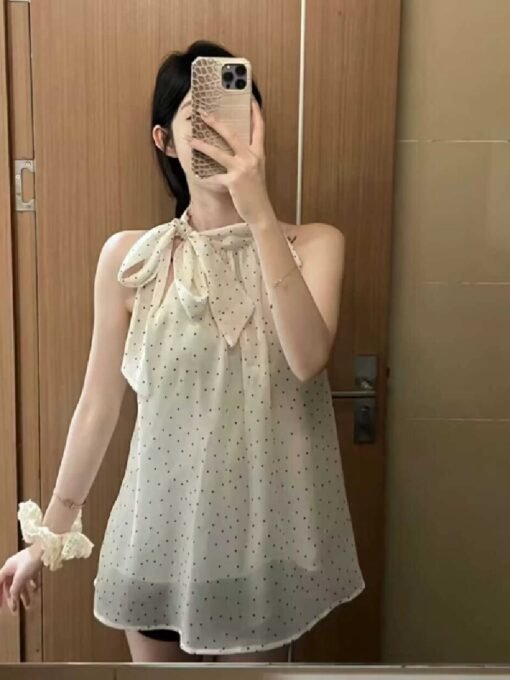 Vapetix S-XL  French-style temperament design butterfly knot V-neck camisole women's summer loose casual unique p – Bild 8