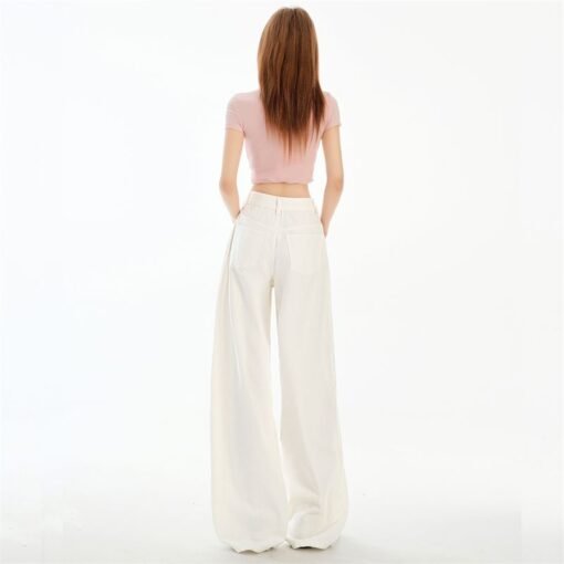 Vapetix XS-XL  Photographed White Lazy Style Wide Leg Denim Spring 2025 High-Waisted Loose Fitting Slimming Americ – Bild 6