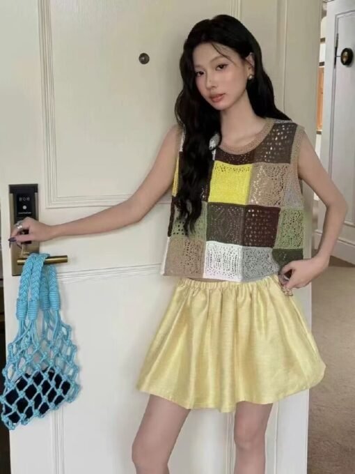 Vapetix Free Size-Free Size  French-style colorful three-dimensional hollow-hand hook sleeveless backless women's summer 2025 ne – Bild 9