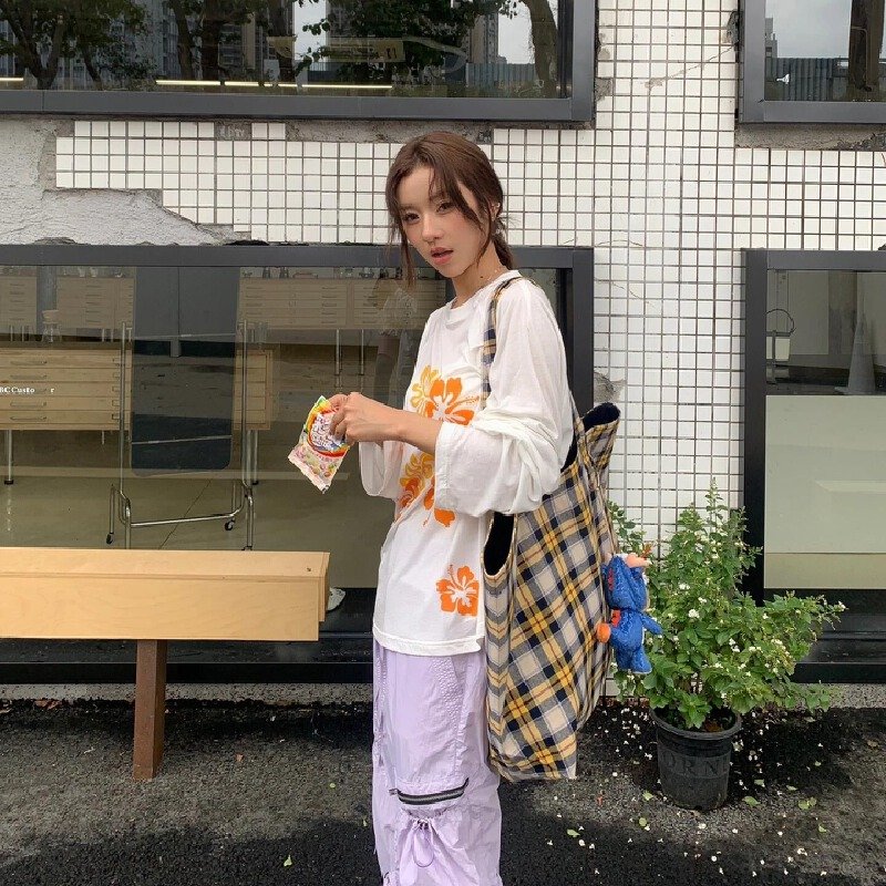 Vapetix S-XL Original Tencel Fabric American Retro Loose Long-Sleeve White Women's T-Shirt 2025 New Design Focus