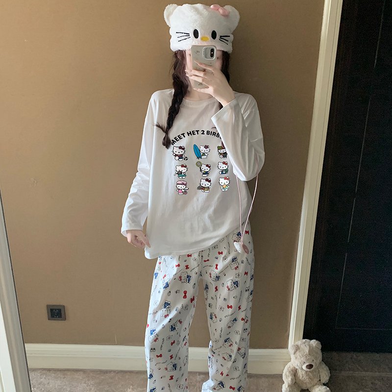 Vapetix M-XXL Orange Heart 【Batch 15】Autumn New Women's Pajama Top Pure Cotton Pants Cloud Cotton Cute Cartoon Sp