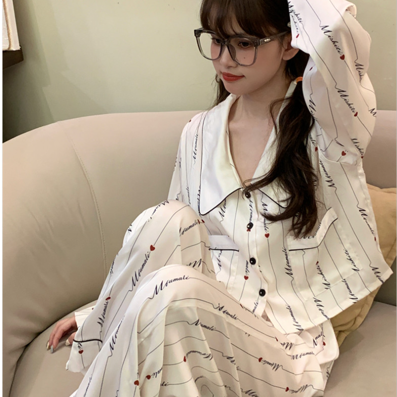 Vapetix M-XL Autumn Sophisticated Ice Silk French-Style Affordable Luxury Short-Sleeve Silk Homewear Set – Perfe - 图片 2