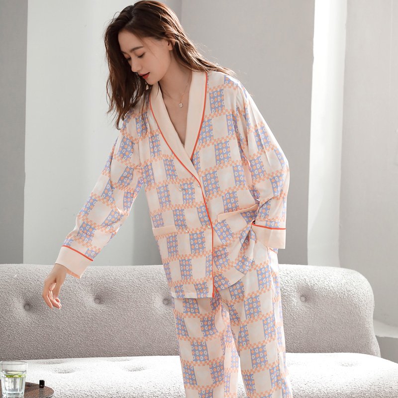 Vapetix M-XXL Xuan Ke'er 2025 Autumn New High-End Silk Long-Sleeve Long Pants Loose Pajama Set Homecoming Dress M