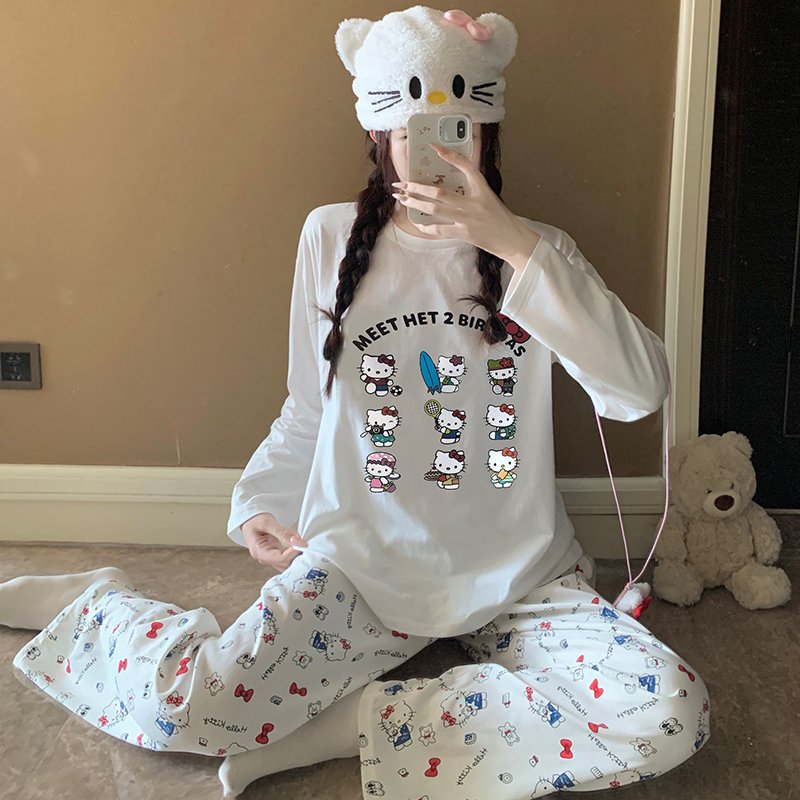 Vapetix M-XXL Orange Heart 【Batch 15】Autumn New Women's Pajama Top Pure Cotton Pants Cloud Cotton Cute Cartoon Sp - 图片 5