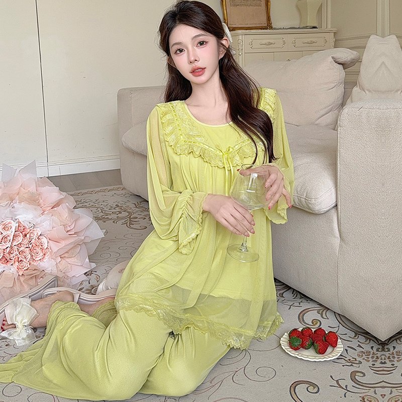 Vapetix M-XXL Orange Heart 【Batch 16】Autumn New Princess Style Cotton-Like Fleece Lace Sweet Mesh with Bra Cup Tw