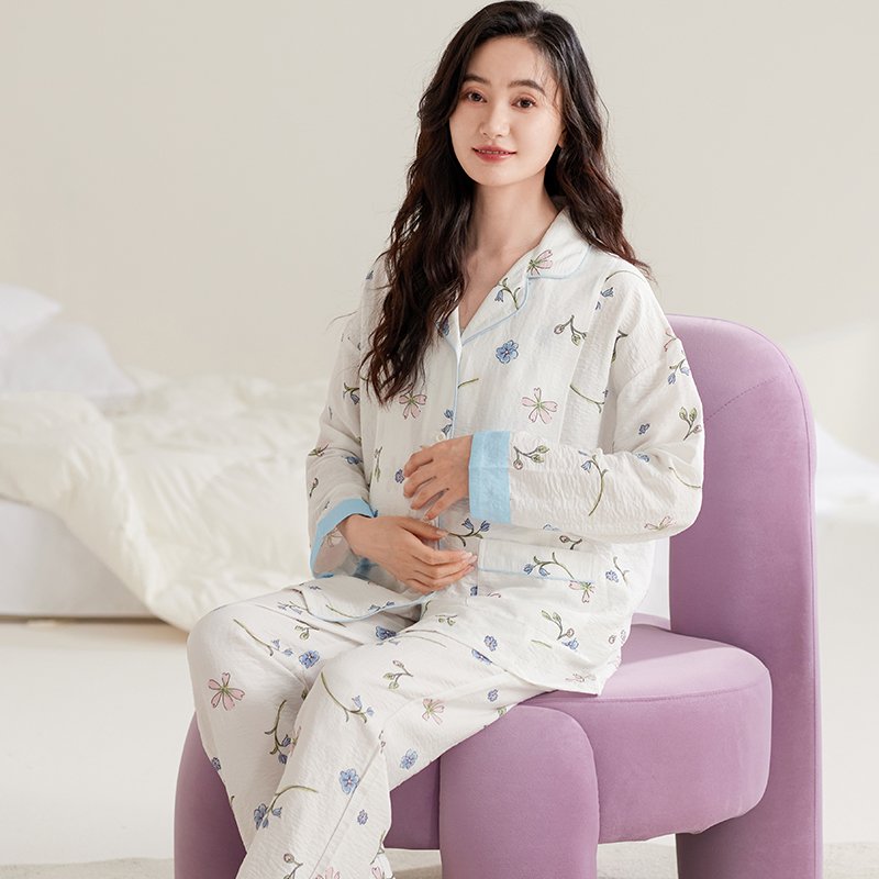 Vapetix M-XXL Women's Cloud Cotton Gauze Cardigan Nightgown for Pregnant Women Spring and Autumn Season Postpartu
