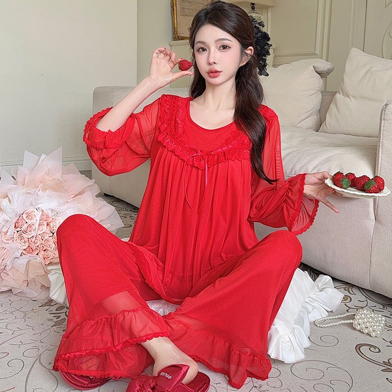 Vapetix M-XXL Orange Heart 【Batch 16】Autumn New Princess Style Cotton-Like Lining Lace Sweet Mesh with Breast Pad – Bild 5