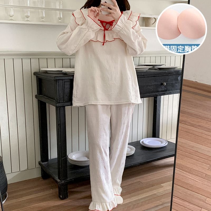 Vapetix M-XXL Women's Autumn New Knit Cloud Cotton Ribbed Braided Cup Sweet Princess Style Long Sleeve Set – Bild 2