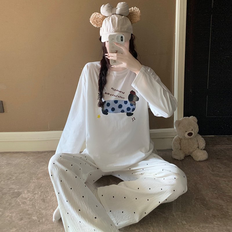 Vapetix M-XXL Orange Heart 【Batch 15】Autumn New Women's Sleepwear Top Pure Cotton Pants Cloud Cotton Cute Cartoon - 图片 5