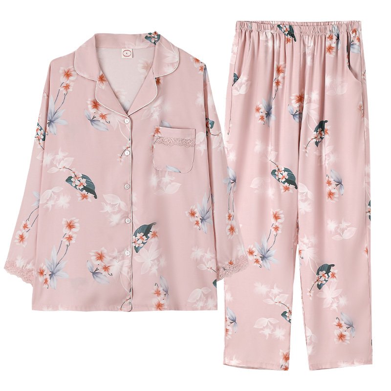 Vapetix M-XXL Xuan Ker'er 2025 Autumn New Luxury Silk Long-Sleeve Long Pants Loose Pajama Set Homecoming Dress M-