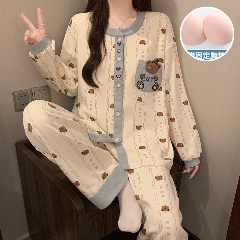 Vapetix M-XXL Jiao Mengran Women's 2025 Autumn 180g Cotton-Blend Pullover Hooded Sweatshirt and Long Pants Pajama – Bild 2