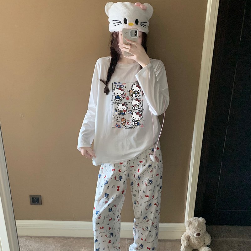 Vapetix M-XXL Orange Heart 【Batch 15】Autumn New Women's Pajama Top and Cotton Pants with Cloud Cotton, Cute Carto