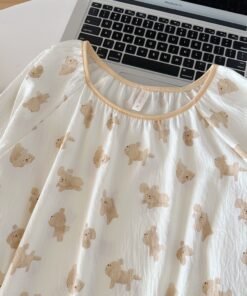 Vapetix 160(M)-175(XXL)  【4 Patterns】Cloud Cotton Nightgown for Women Spring and Autumn Sweet Princess Style Long Sleeve Ski