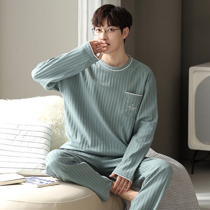 Vapetix L-XXXL Autumn New Cotton-Like Men's Drawstring Crewneck Sweatshirt and Long Pants Pajama Set for Men, Wear – Bild 5