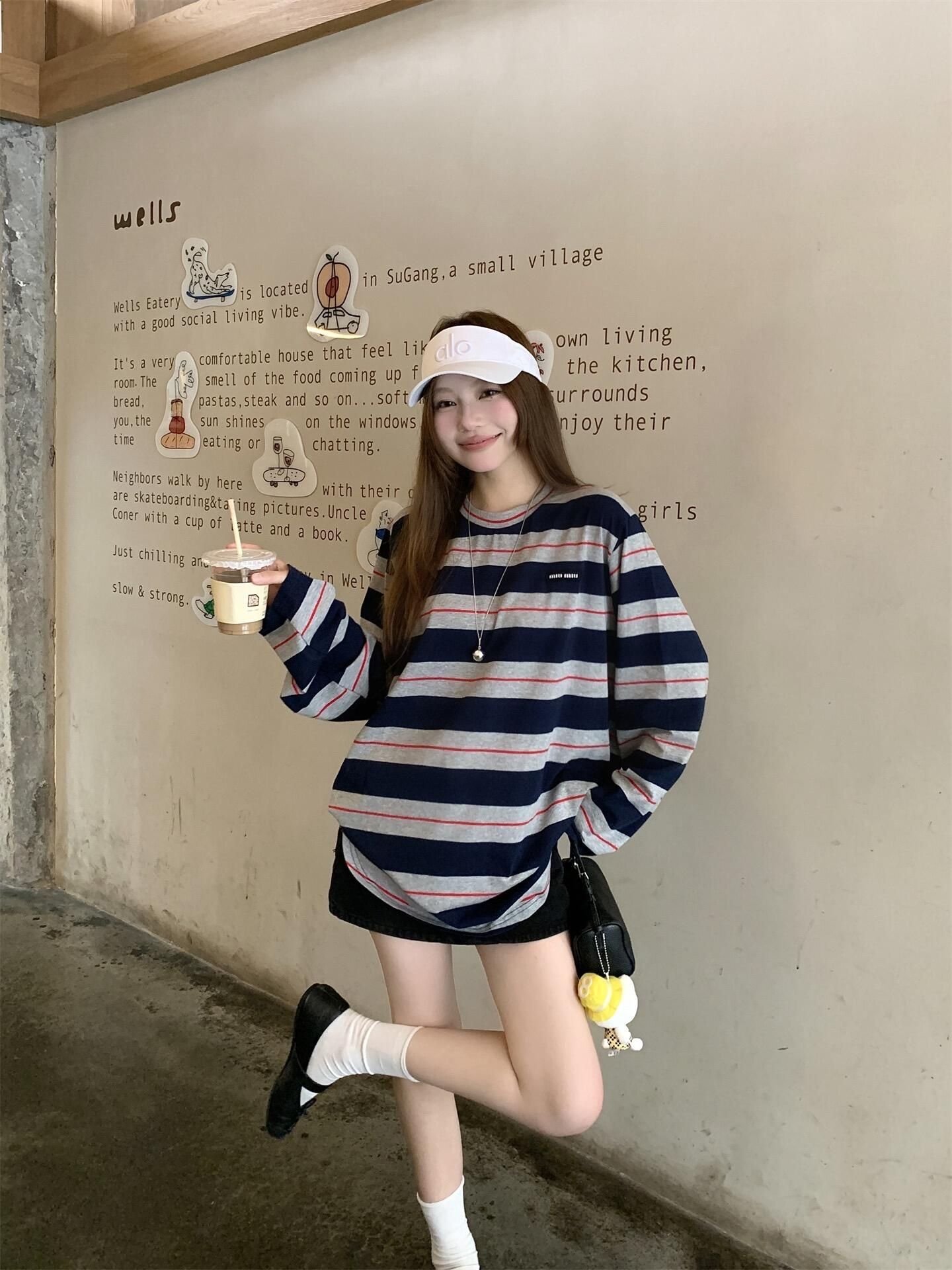 Vapetix M-2XL Original craftsmanship, back collar wrap (19 pure cotton 220g) women's long-sleeved T-shirt