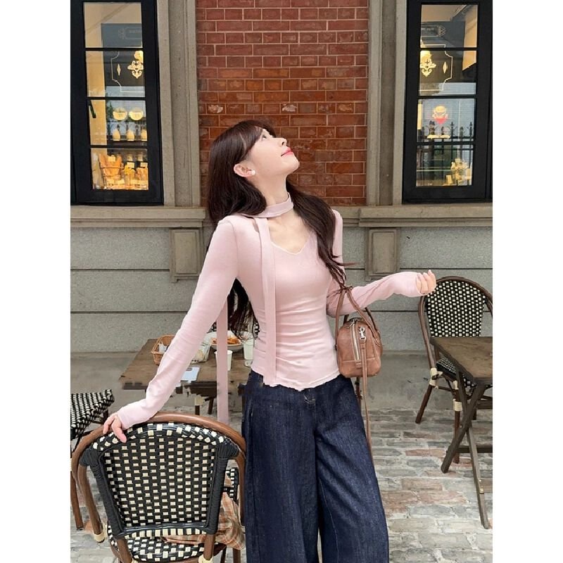 Vapetix S-XL Original fabric with necktie-style detail: minimalist, elegant, slim-fit, versatile T-shirt with a – Bild 2