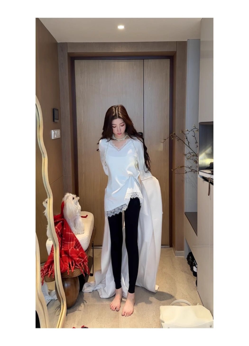 Vapetix S-XL French High-End Luxury Fashion Lace-Mesh V-Neck Long-Sleeve T-Shirt for Women: Autumn Style, Loose – Bild 6