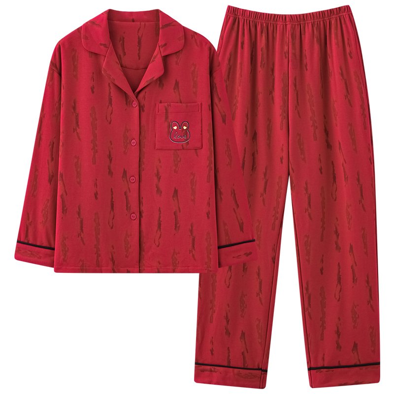 Vapetix M-XXXL Autumn New Cotton-Like Wedding Celebration Crewneck Sweatshirt and Long Pants Pajamas for Men and W