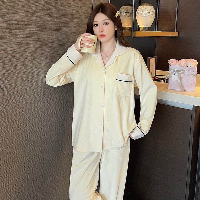 Vapetix M-XXL Island Fluff Winter Panda Bamboo Embroidered Simple Contrast Style Elegant Warm Winter Pajamas Home – Bild 2