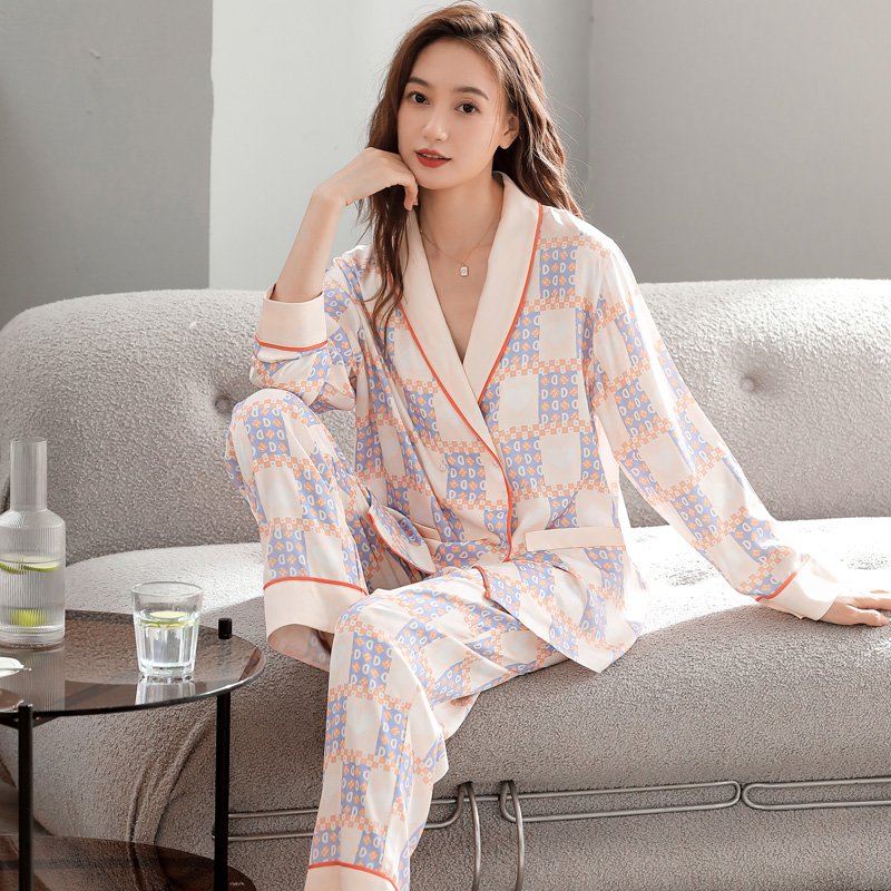 Vapetix M-XXL Xuan Ke'er 2025 Autumn New High-End Silk Long-Sleeve Long Pants Loose Pajama Set Homecoming Dress M – Bild 3