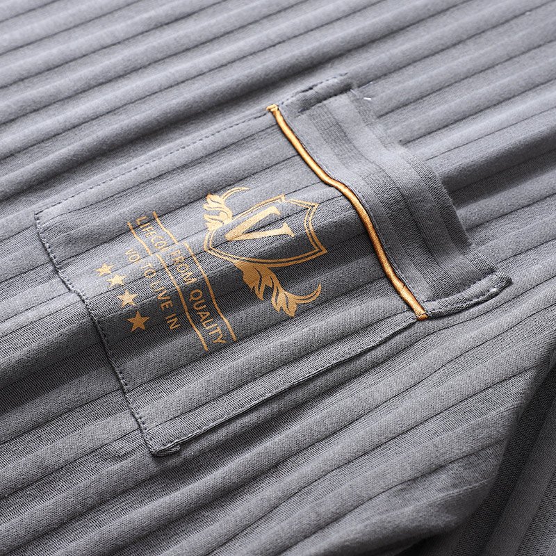 Vapetix L-5XL New Autumn Cotton-Like Men's Drawstring Round Neck Long Sleeve Long Pants Pajama Set for Men, Home – Bild 2