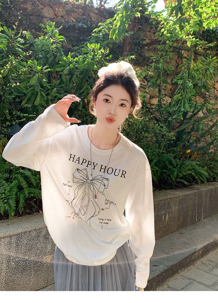 Vapetix S-XL White Casual Long-Sleeve T-Shirt for Women, Spring and Autumn Lightweight, Exquisite Covering Shirt – Bild 3