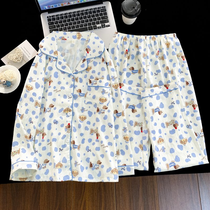 Vapetix M-XXL Qiao Mengran 2025 Autumn Cloud Cotton Collarless Cardigan Long-Sleeve Long Pants Women's Set Leisur – Bild 5