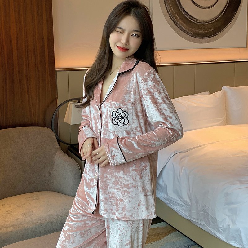 Vapetix M-XXL Jiao Mengran Velvet Pajama Set for Women - Spring and Autumn Version 2025 New Arrival, Influencer S
